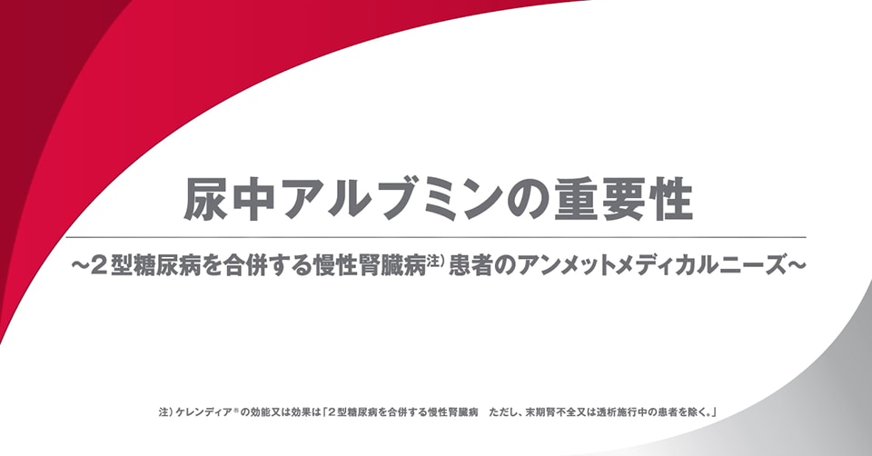 尿中アルブミンの重要性〜2型糖尿病を合併する慢性腎臓病患者のアンメットメディカルニーズ〜