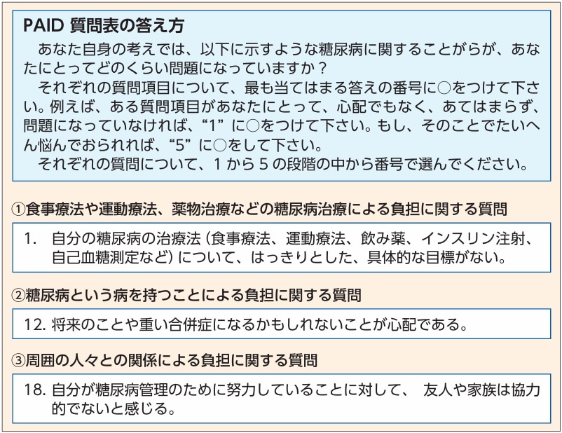 表１ 日本語版PAID質問表（抜粋）