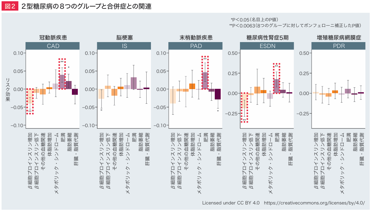 2型糖尿病の8つのグループと合併症との関連